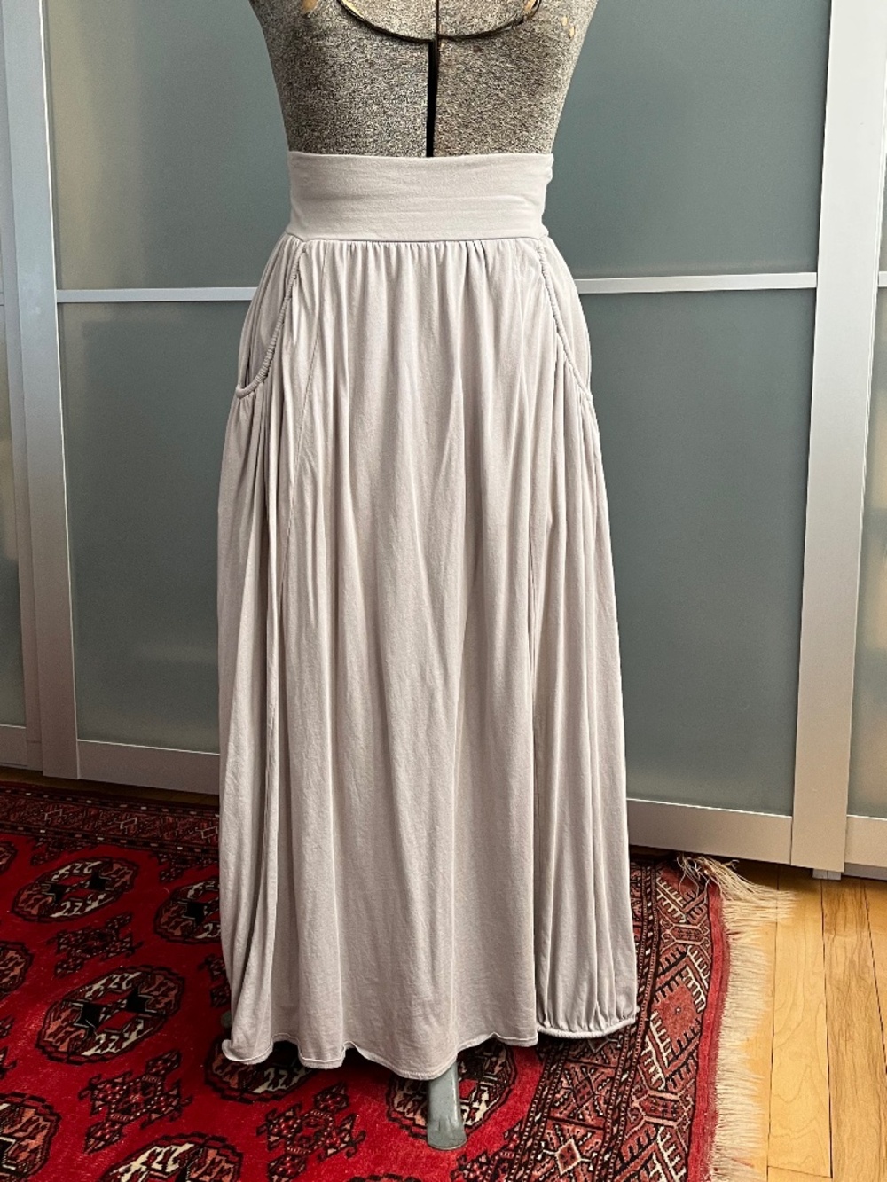 Garnet Hill Light Gray Cotton-blend Jersey Maxi Skirt